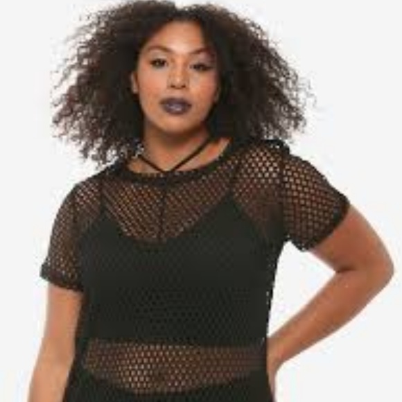 black fishnet top plus size